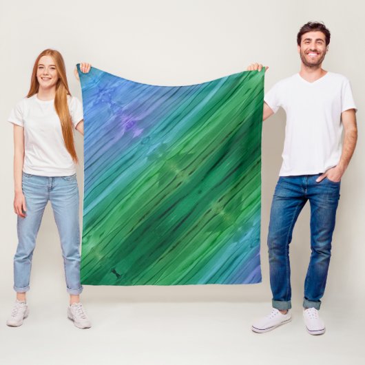 Rich indigo, deep green, and amethyst fleece deken (In situ)