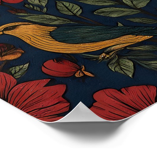 Rich Indigo Folk Flora Wallpaper Pattern Poster (Hoek)