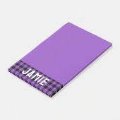 Rich Lavender Buffalo Check White Name Post-it® Notes (Schuin)