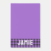Rich Lavender Buffalo Check White Name Post-it® Notes (Voorkant)