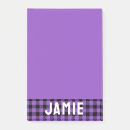 Rich Lavender Buffalo Check White Name Post-it® Notes