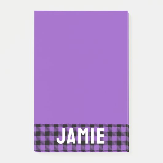 Rich Lavender Buffalo Check White Name Post-it® Notes (Voorkant)