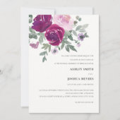 Rich Magenta Pink Floral Pearl White Wedding Kaart (Voorkant)