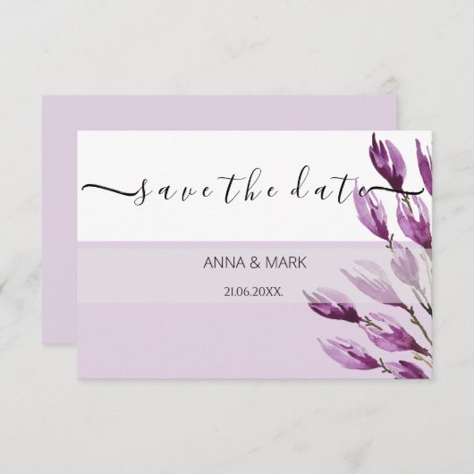 Rich Magnolia Pastel Paars Violet Hand geschilderd (Voorkant / Achterkant)