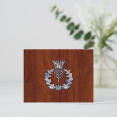 Rich Mahogany Wood Scottish Thistle Print Briefkaart (Staand voorkant)