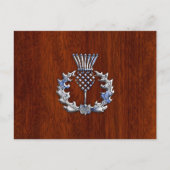 Rich Mahogany Wood Scottish Thistle Print Briefkaart (Voorkant)