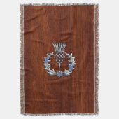 Rich Mahogany Wood Scottish Thistle Print Deken (Voorkant Verticaal)