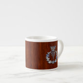 Rich Mahogany Wood Scottish Thistle Print Espresso Kop (Voorkant rechts)