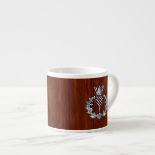 Rich Mahogany Wood Scottish Thistle Print Espresso Kop