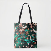 Rich Malachite Green Celestial Moon Phases Tote Bag (Voorkant)
