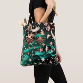 Rich Malachite Green Celestial Moon Phases Tote Bag (Dichtbij)