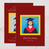 Rich Maroon Yellow High School Photo Grad Aankondiging (Voorkant / Achterkant)