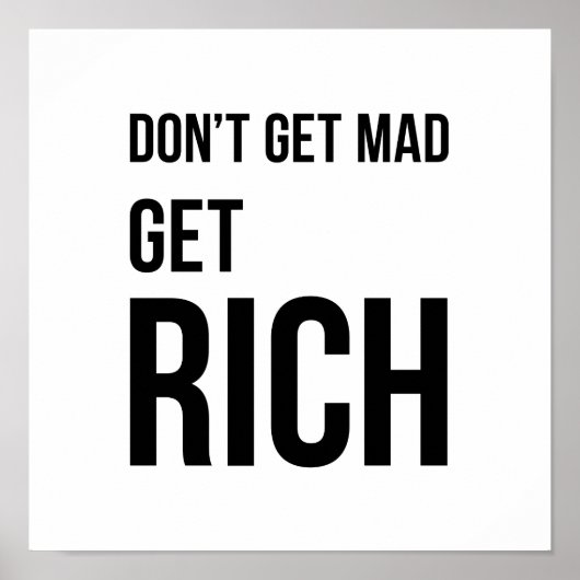 Rich Money Quote Posters Succes zwart-wit (Voorkant)