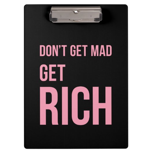 Rich Money Quotes Inspireert Roze Black Klembord (Voorkant)