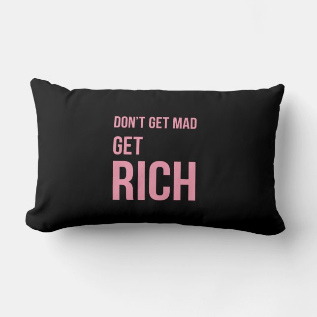 Rich Money Quotes Inspireert Roze Black Kussen (Voorkant)