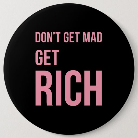 Rich Money Quotes Inspireert Roze Black Ronde Button 6,0 Cm (Voorkant)