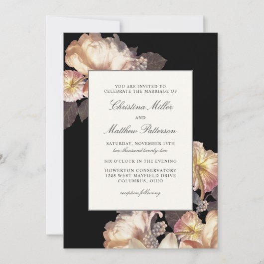 Rich Moody Floral bruiloft uitnodiging (Voorkant)