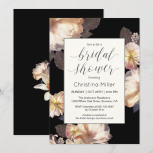 Rich Moody Floral Elegant Bridal Shower Uitnodigin Kaart
