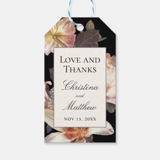 Rich Moody Floral Wedding Dank u Cadeaulabel (Voorkant)
