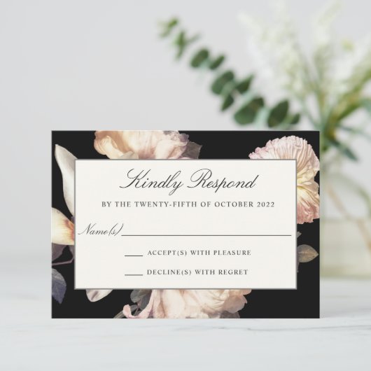 Rich Moody Floral Wedding RSVP (Staand voorkant)