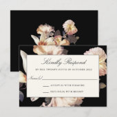 Rich Moody Floral Wedding RSVP Kaartje (Voorkant / Achterkant)