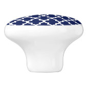Rich Navy Blue en White Quatrefoil Keramische Knop (Zijkant)