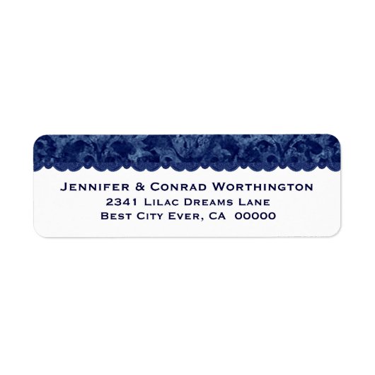 Rich Navy Blue Grunge Damask Wedding V03 Etiket (Voorkant)