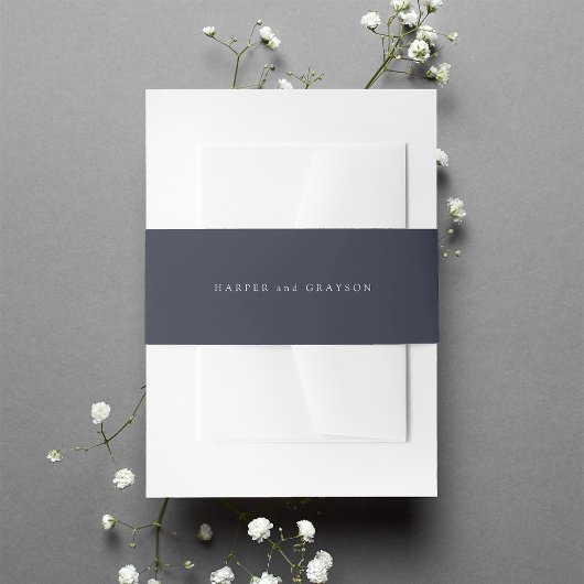 Rich Navy Blue Personalized Wedding Uitnodigingen Wikkel
