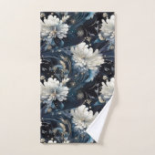Rich Navy Blue Starlight Floral Pattern Bad Handdoek (Handdoek)