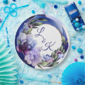Rich Paars en Blue Peony Fancy Papieren Bordje (Feest)