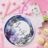 Rich Paars en Blue Peony Fancy Papieren Bordje (Feest)