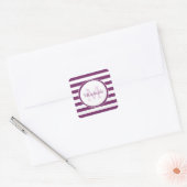 Rich Paars monogram met Chunky Graphic Stripes Vierkante Sticker (Envelop)