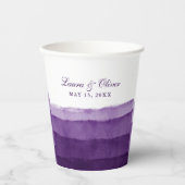 Rich Paarse Ombre Waterverf Wedding | Shower Papieren Bekers (Voorkant)
