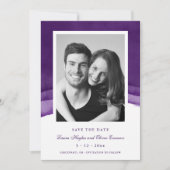 Rich Paarse Waterverf Wedding Save the Date Kaarte Kaart (Voorkant)