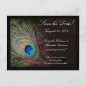 Rich Peacock Feather Green Moss Save the Date Kaar Aankondigingskaart (Voorkant)