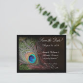 Rich Peacock Feather Green Moss Save the Date Kaar Aankondigingskaart (Staand voorkant)