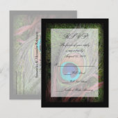 Rich Peacock Feather met Groen Mos RSVP Antwoord Uitnodiging Briefkaart (Voorkant / Achterkant)