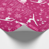 Rich Pink and White Festive Gymnastics Kerstmis Cadeaupapier (Hoek)