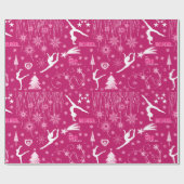 Rich Pink and White Festive Gymnastics Kerstmis Cadeaupapier (Vlak)