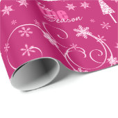 Rich Pink and White Festive Gymnastics Kerstmis Cadeaupapier (Rol Hoek)