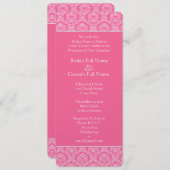Rich Pink Damask Swirls Weddenschap Kaart (Voorkant / Achterkant)