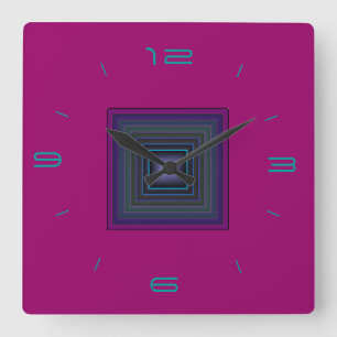 Rich Pink/Pattern Center > Square Wall Clocks Vierkante Klok