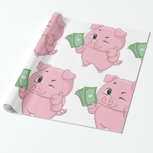 Rich Pink Pig Cadeaupapier