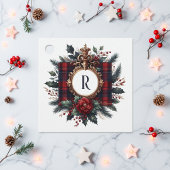  Rich Plaid Crest Monogram Vakantie Bedankjes Labels