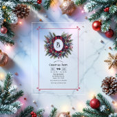 Rich Plaid Monogram Kerstfeest Acryl Uitnodigingen