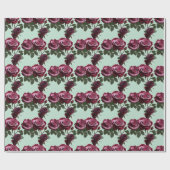 Rich Purple And Deep Red Roses On A Mint Green Cadeaupapier (Vlak)