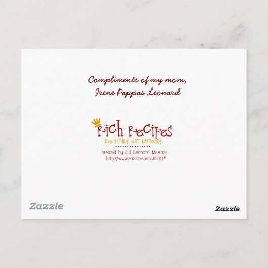 Rich Recipes BEER BREAD BOUNTY Briefkaart (Achterkant)