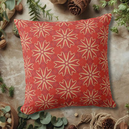 Rich Red and Cream Floral Mandala Accent Pillow Kussen