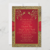 Rich Red and Gold Monogram Wedding Invitation Kaart (Achterkant)
