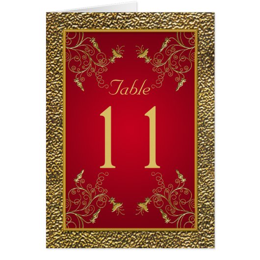 Rich Red and Gold Table Number Card (Voorkant)